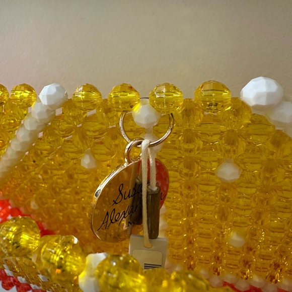 Susan Alexandra Orange and Yellow Mini Bag with Geometric Beadwork - Picture 2 of 4
